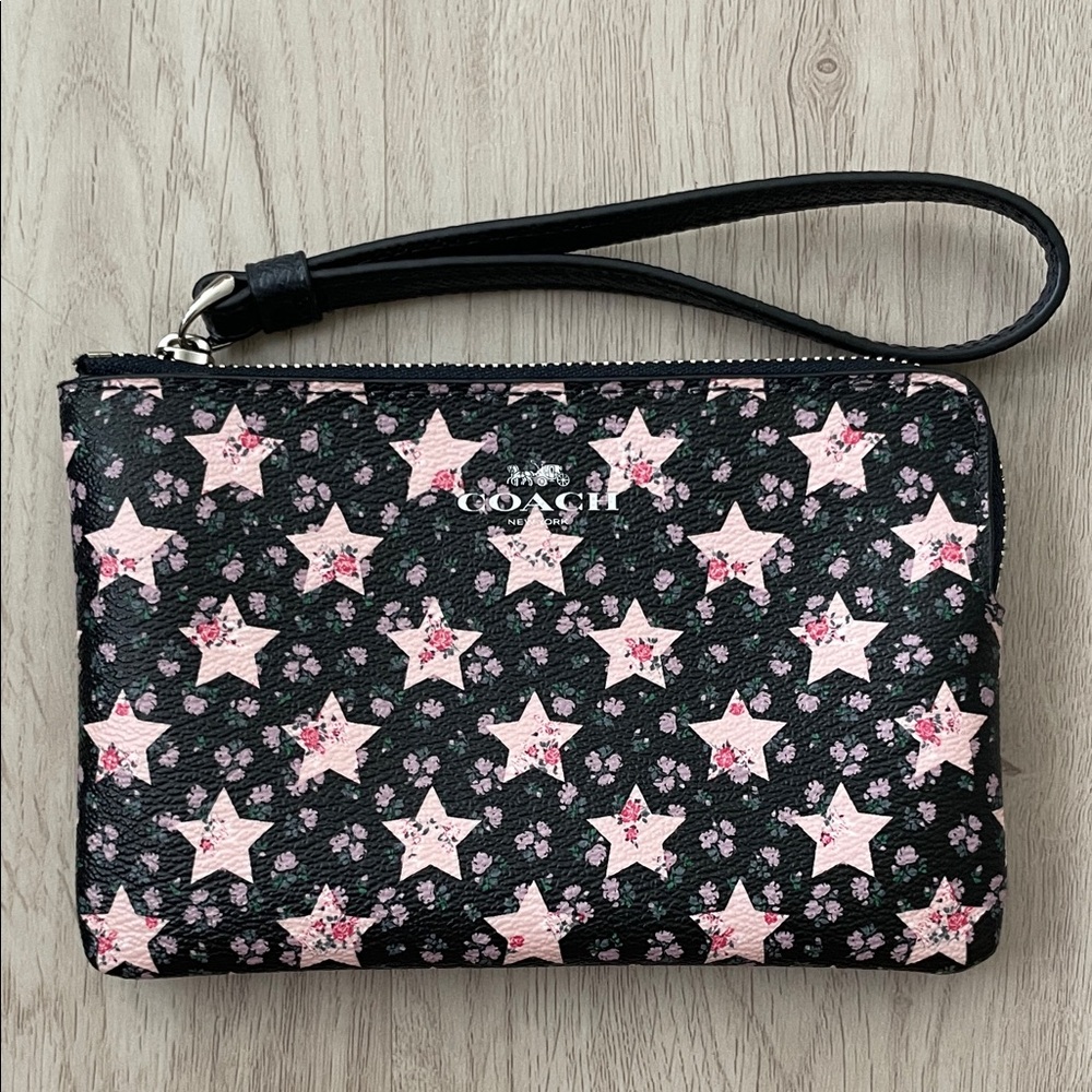 Coach Black and Pink Star Wristlet